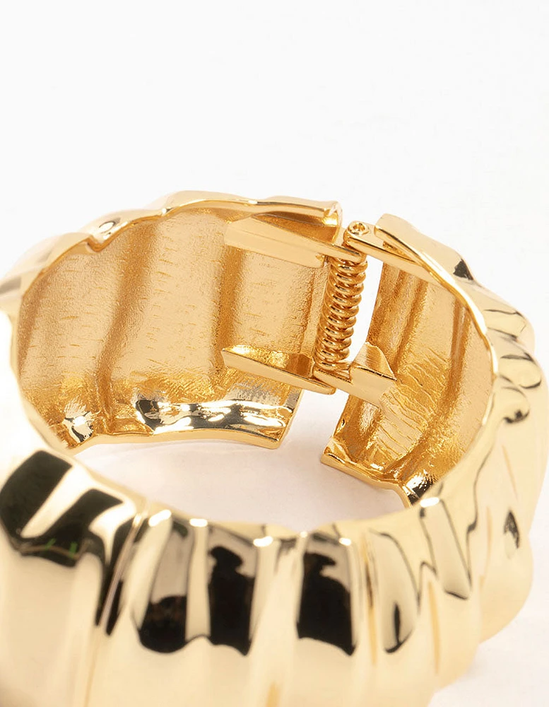 Gold Plated Chunky Ripple Wrist Cuff