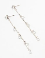 Rhodium Cubic Zirconia Droplet Drop Earrings