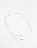 Silver Fine Station Pearl Necklace