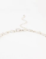 Silver Fine Station Pearl Necklace