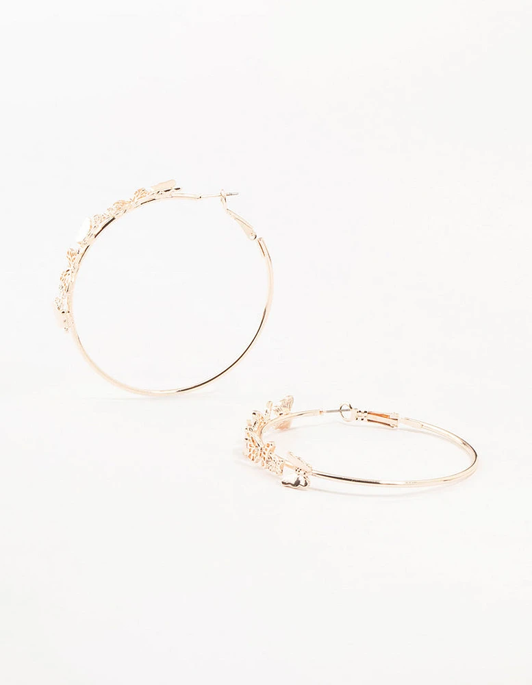 Rose Gold Mini Butterfly Hoop Earrings