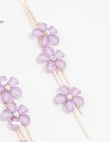 Rose Gold Purple Floating Flower Drop Earrings