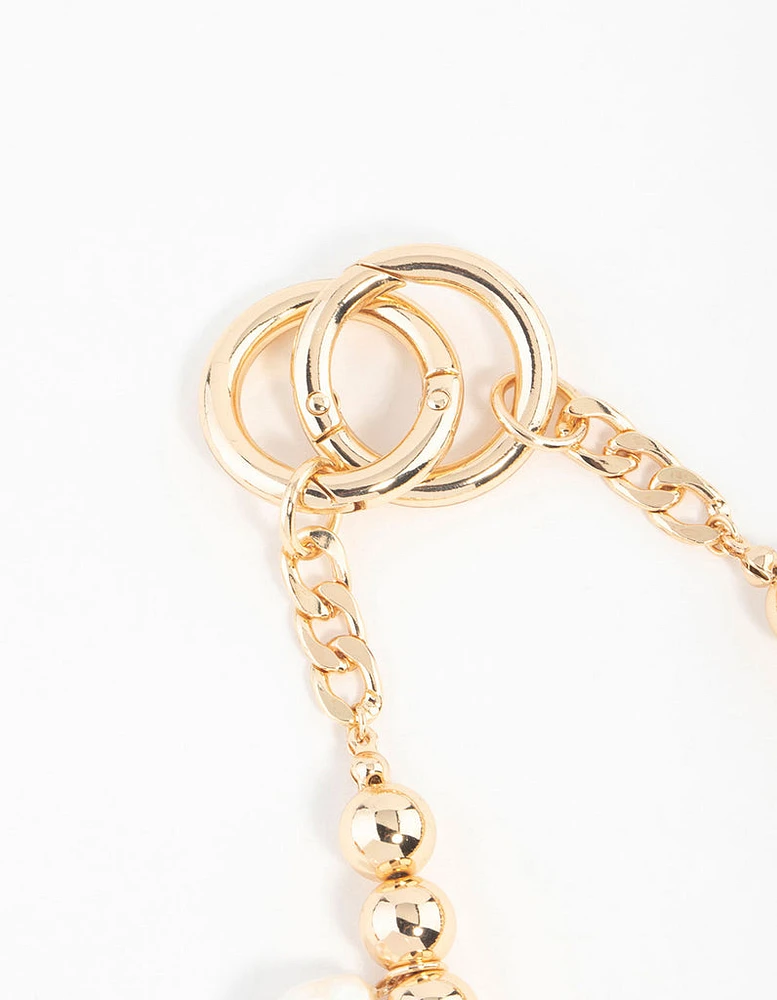 Gold Bow, Flower & Heart Charm Keychain