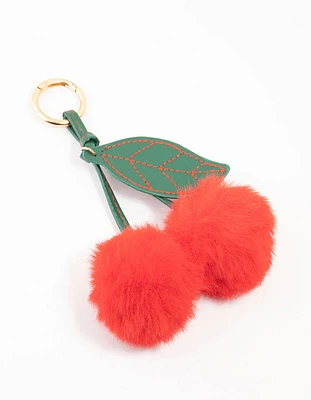 Cherry Fabric Key Chain