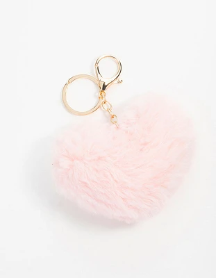 Pink Fabric Heart Keychain