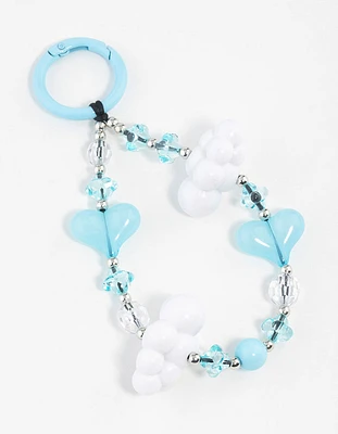 Blue Plastic Cloud Heart Keychain