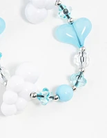 Blue Plastic Cloud Heart Keychain