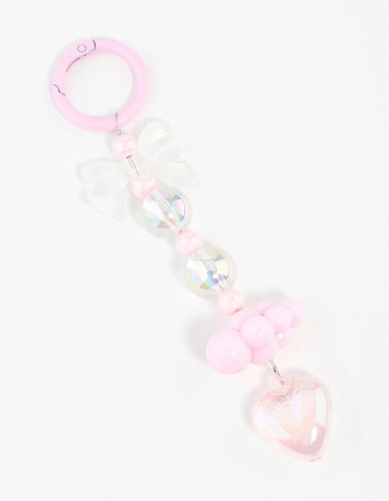 Pink Plastic Cloud Bow Keychain