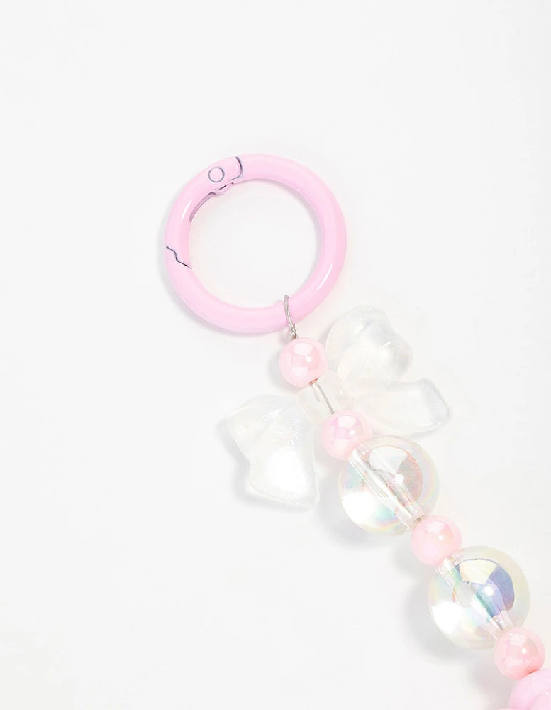 Pink Plastic Cloud Bow Keychain