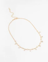 Gold Marquise Cubic Zirconia Station Necklace