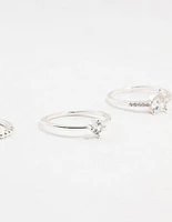 Silver Fine Pear Shaped Cubic Zirconia Rings 5-Pack