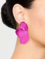 Red Coated Flower Petal  Drop Earrings