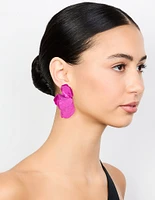 Red Coated Flower Petal  Drop Earrings