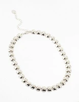 Large Silver Pearl Chain Short Necklace