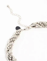 Silver Diamante Twisted Large Short Necklace