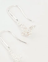 Sterling Silver Cubic Zirconia Butterfly Hook Earrings