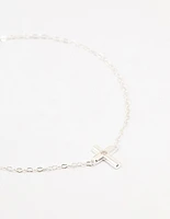 Sterling Silver Clean Cross Bracelet