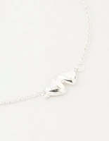 Sterling Silver Paired Puffy Heart Bracelet