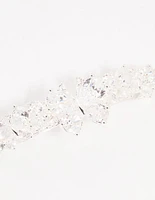 Silver Cubic Zirconia Butterfly Cluster Hair Clip