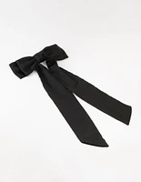 Black Relaxed Fabric Extra Long Bow Clip