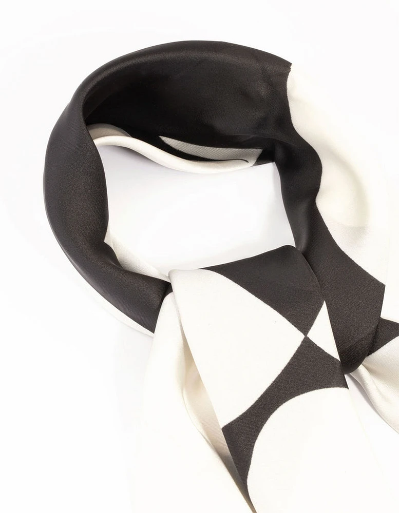 Classic Black Geometric Fabric Scarf