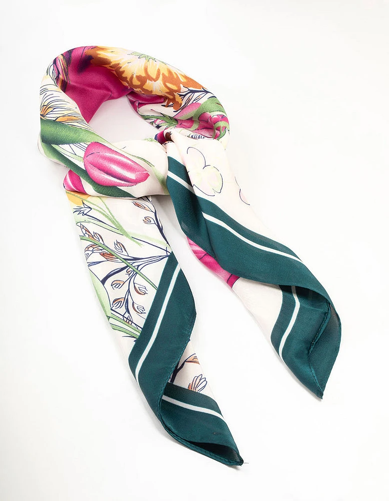 Multicoloured Flower Fabric Orchid Scarf