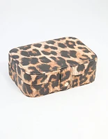 Leopard Print PU Leather Rectangle Jewellery Case