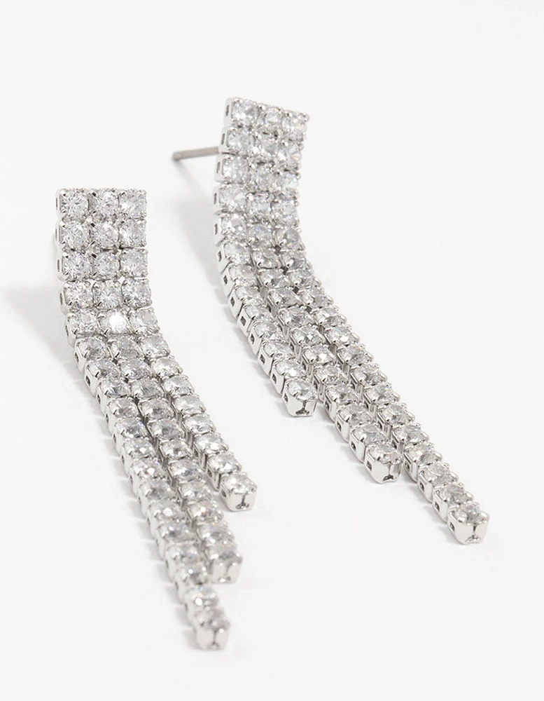 Rhodium Cubic Zirconia Chandelier Earrings