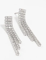 Rhodium Cubic Zirconia Chandelier Earrings