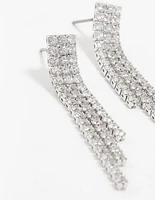 Rhodium Cubic Zirconia Chandelier Earrings