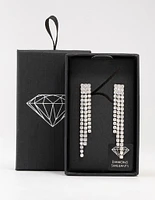 Rhodium Cubic Zirconia Chandelier Earrings