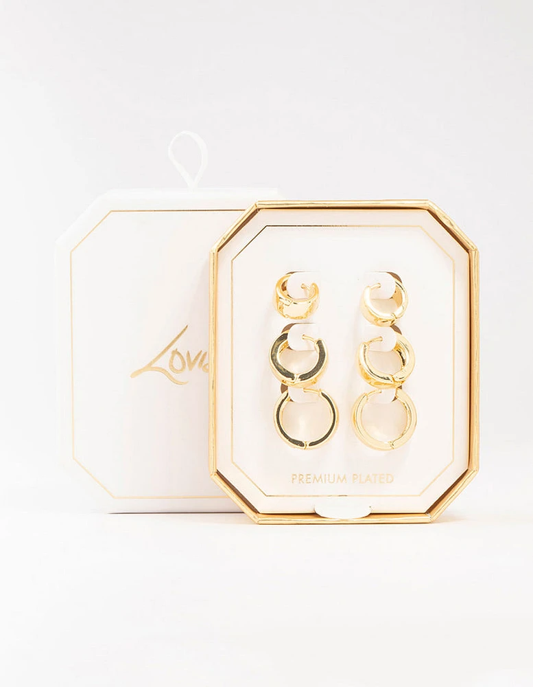 Gold Plated Thick Bold Hoop Earrings Pack