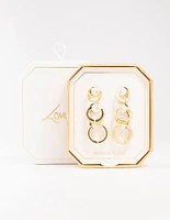 Gold Plated Thick Bold Hoop Earrings Pack