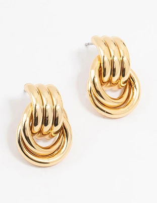 Gold Plated Vintage Knotted Stud Earrings