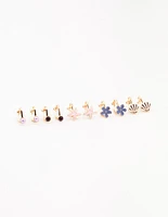 Kids Gold & Flower Sea Clip On Earrings