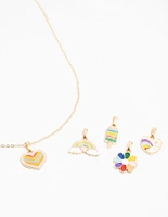 Kids Gold Rainbow Heart Charm Necklace