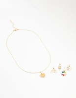 Kids Gold Rainbow Heart Charm Necklace