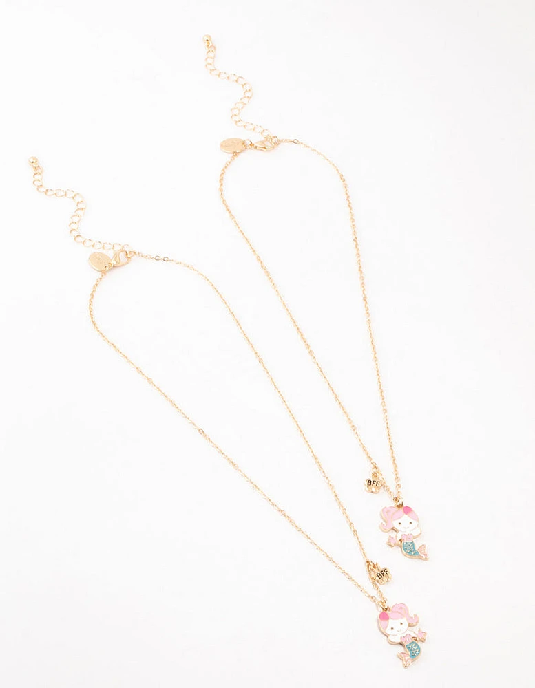 Kids Gold Mermaid BFF Necklace