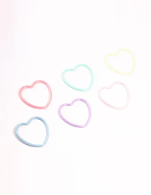 Kids Pastel Heart Bangles 6-Pack