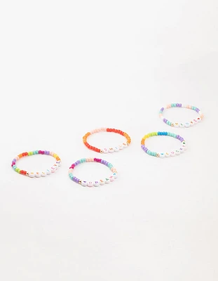 Kids Rainbow  Beaded Stretch Bracelet Pack