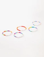 Kids Rainbow  Beaded Stretch Bracelet Pack