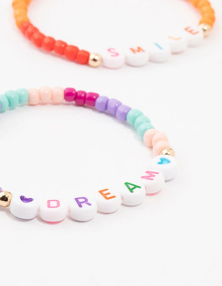 Kids Rainbow  Beaded Stretch Bracelet Pack