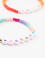 Kids Rainbow  Beaded Stretch Bracelet Pack