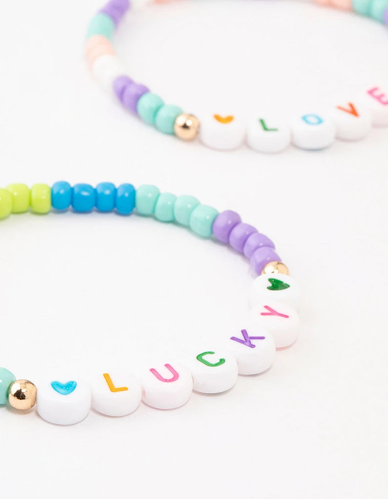 Kids Rainbow  Beaded Stretch Bracelet Pack