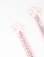 Kids Daisy Faux Pink & Silver Hair Clips 2-Pack