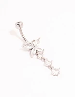 Surgical Steel Butterfly Cubic Zirconia Drop Belly Bar