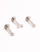 Titanium Baguette Round Cubic Zirconia Flatbacks 3-Pack