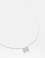 Silver Bling Bow Neckalce