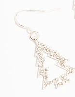 Silver Diamante Tree Outline Drop Earrings