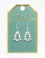 Silver Diamante Tree Outline Drop Earrings